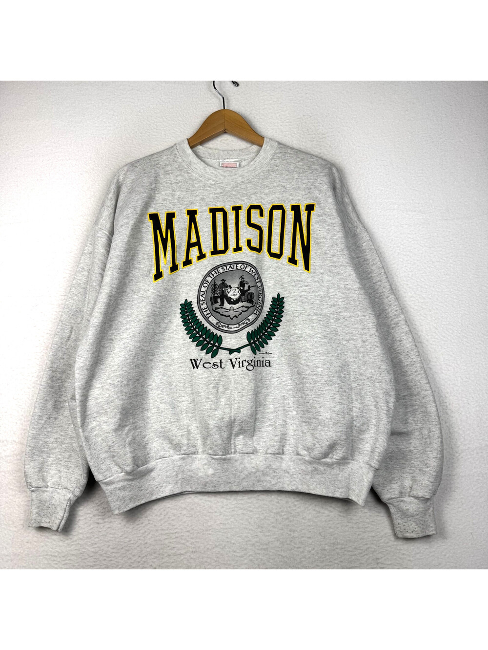Vintage 1997 Champion Madison West Virginia Gray Sweater Sweatshirt Size ~L/XL